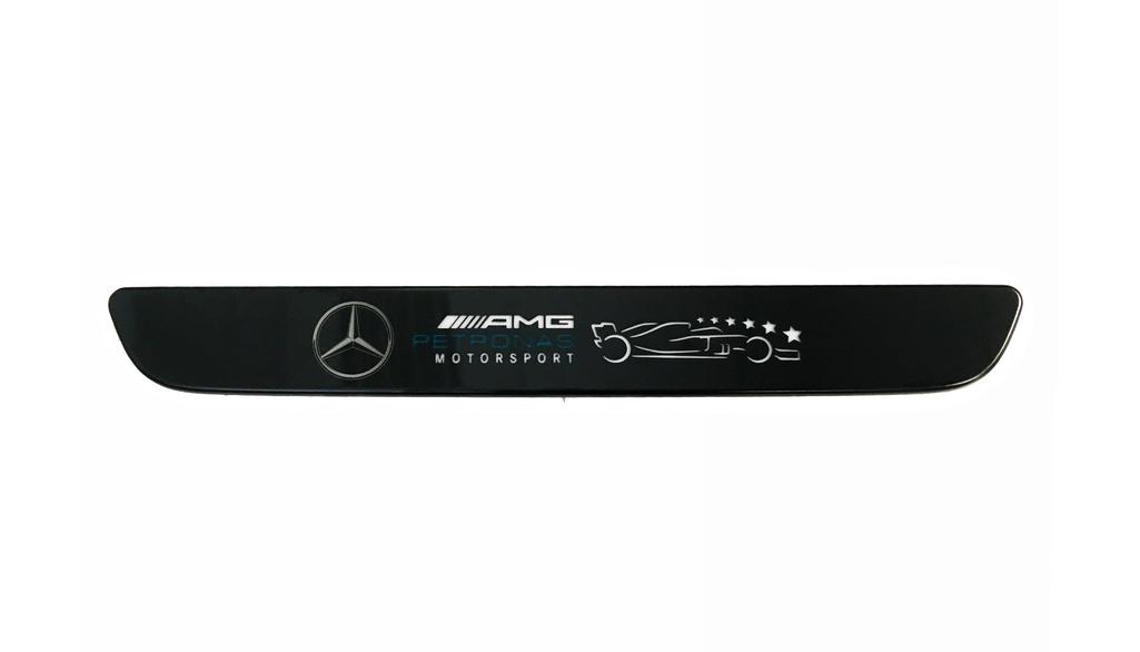 Wechselcover für beleuchtete Einstiegsleiste, AMG Petronas, vorne, 1-fach, 6 Sterne, limited Edition Edelstahl, schwarz