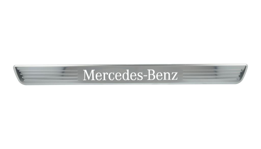 Wechselcover für beleuchtete Einstiegsleiste, Mercedes-Benz, vorne, 2-fach Edelstahl, silberfarben / weiß