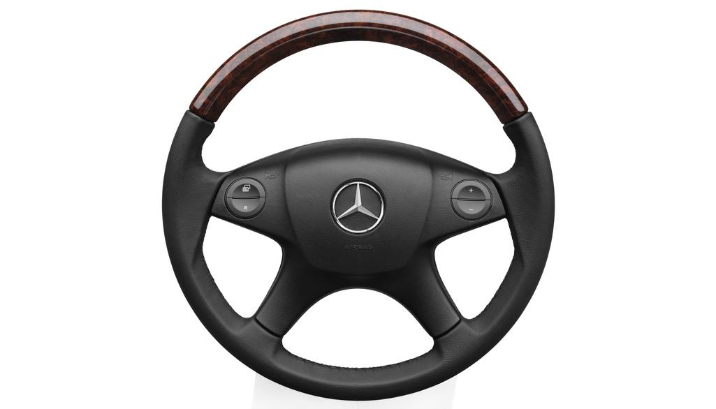 Wood/leather steering wheel, with steering wheel shift paddles (black, wood  / leather, burr walnut), Interior refinements, Comfort
