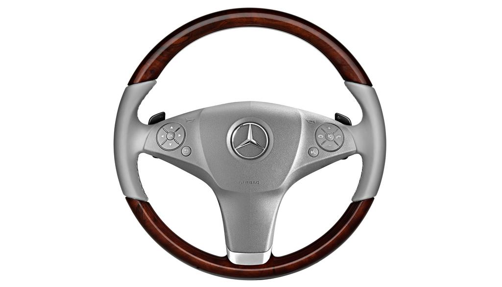 Wood/leather steering wheel, with steering wheel shift paddles (wood /  leather, flannel grey), Interior refinements, Comfort