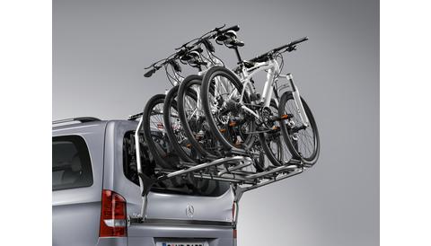 rear-mounted bicycle rack, on tailgate (aluminium / steel