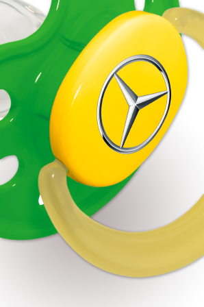 Mercedes Benz Schnuller Baby Schnulli Babynova lila 