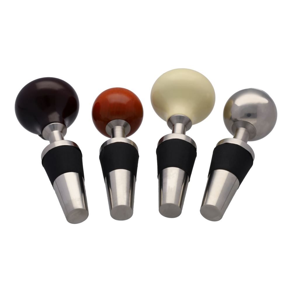 Wine stoppers, Set of 4 (silver-coloured / ivory / wine red, stainless  steel / wood), Other accessories, Accessories