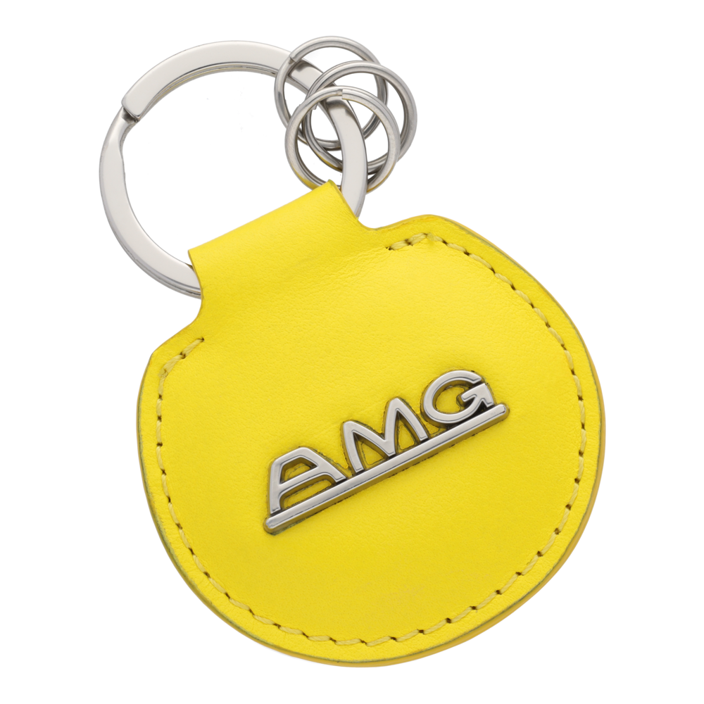 AMG Schlüsselanhänger, Classic (gelb / silberfarben, Rindleder