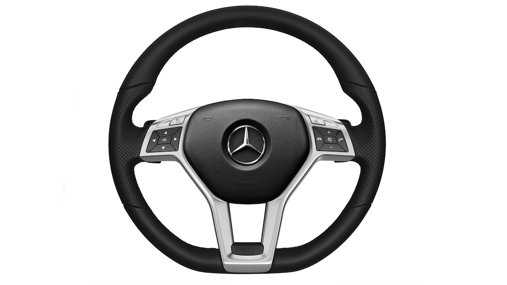 Leather steering wheel, with steering wheel shift paddles (leather, black), Interior equipment, Comfort, Coupé C204 (06/11-11/15)