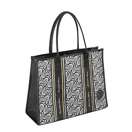 Shopper black white gold coloured Cotton canvas Other Bags Luggage Showroom originalnej kolekcie Mercedes Benz