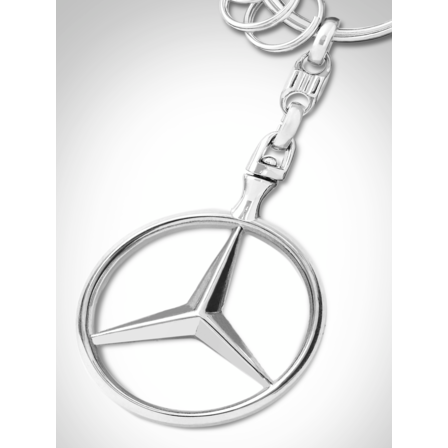 Mercedes-Benz Porte-clés Étoile Bruxelles – Zinc Moulé, Anneaux Multiples Argenté