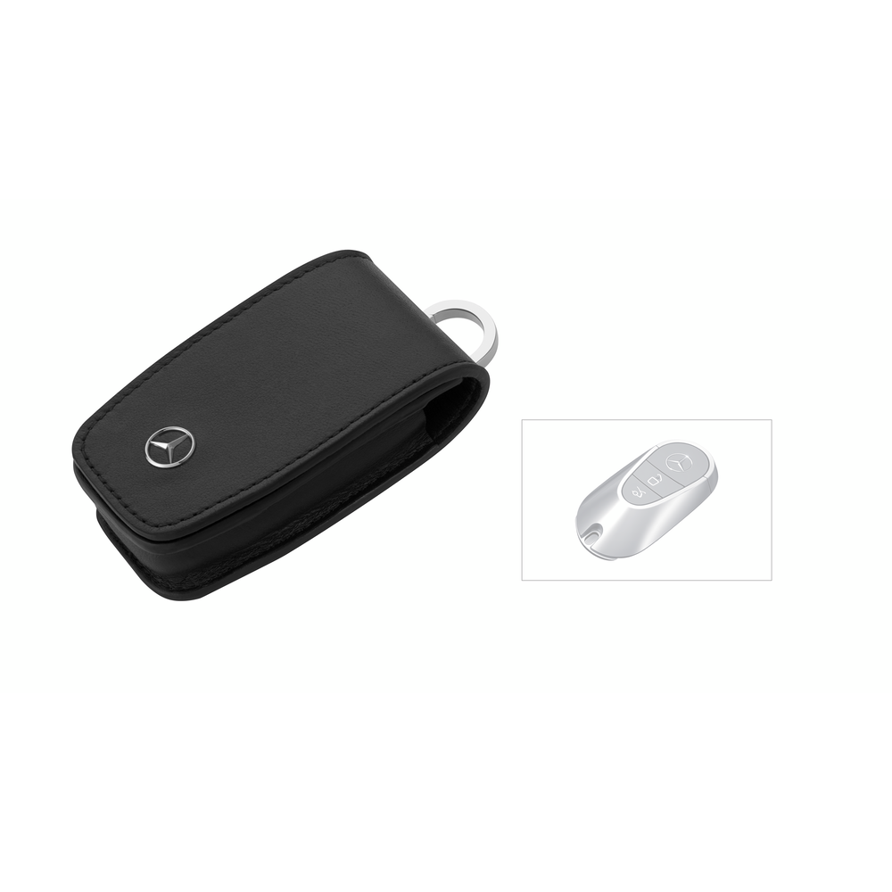 Custodia portachiavi (colore nero, Pelle di vitello / acciaio inox